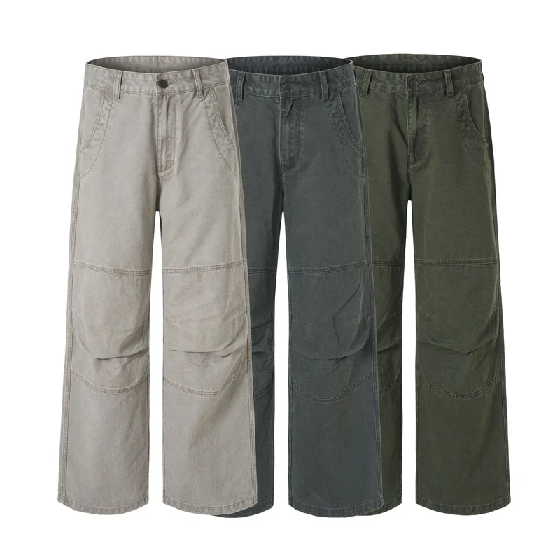 Herren Extraweite Denim-Baggyhose mit Paneelnähten und tiefem Schritt Nord Taschen