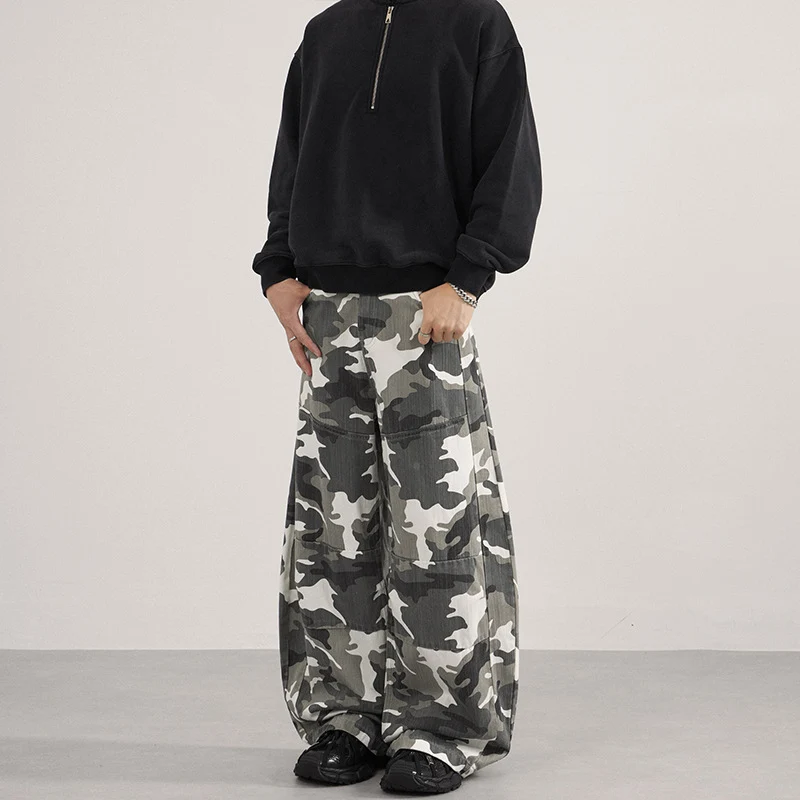Herren Extraweite Cargohose im Palazzoschnitt mit Camouflage-Print Nord Taschen