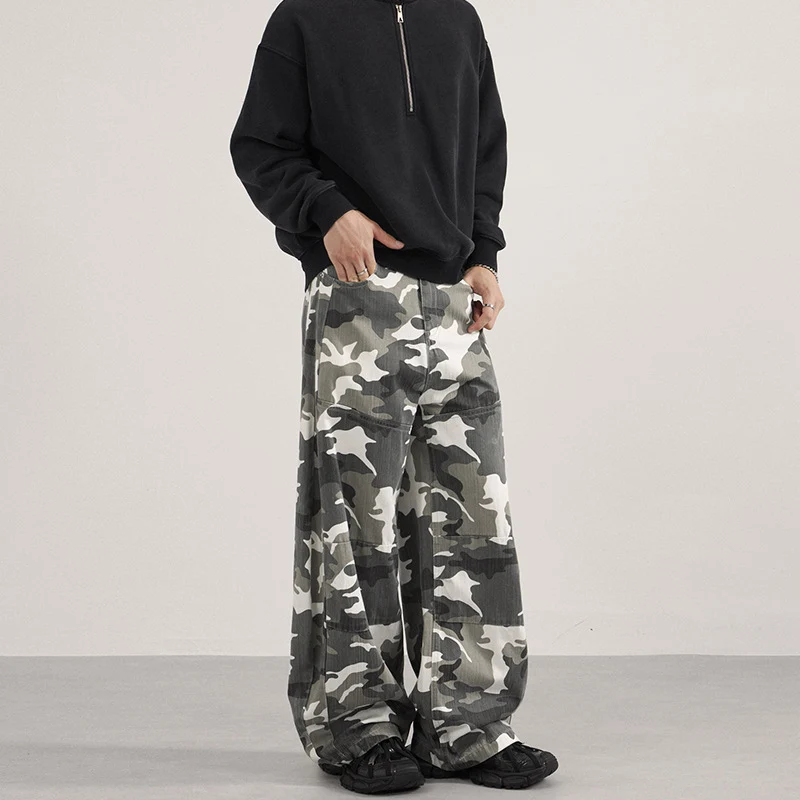 Herren Extraweite Cargohose im Palazzoschnitt mit Camouflage-Print Nord Taschen