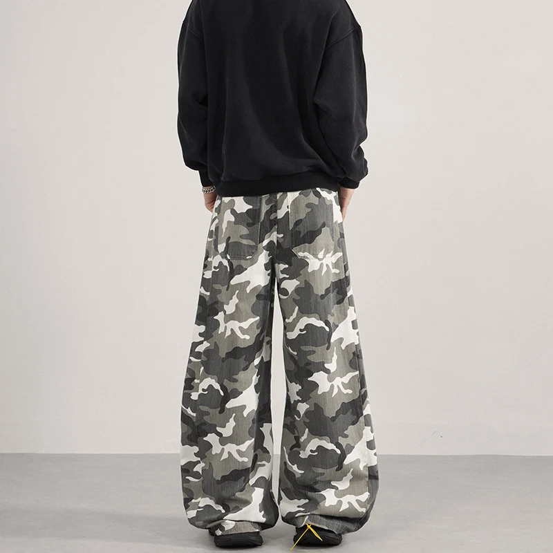 Herren Extraweite Cargohose im Palazzoschnitt mit Camouflage-Print Nord Taschen