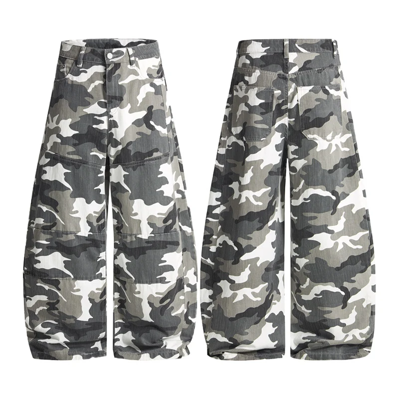 Herren Extraweite Cargohose im Palazzoschnitt mit Camouflage-Print Nord Taschen