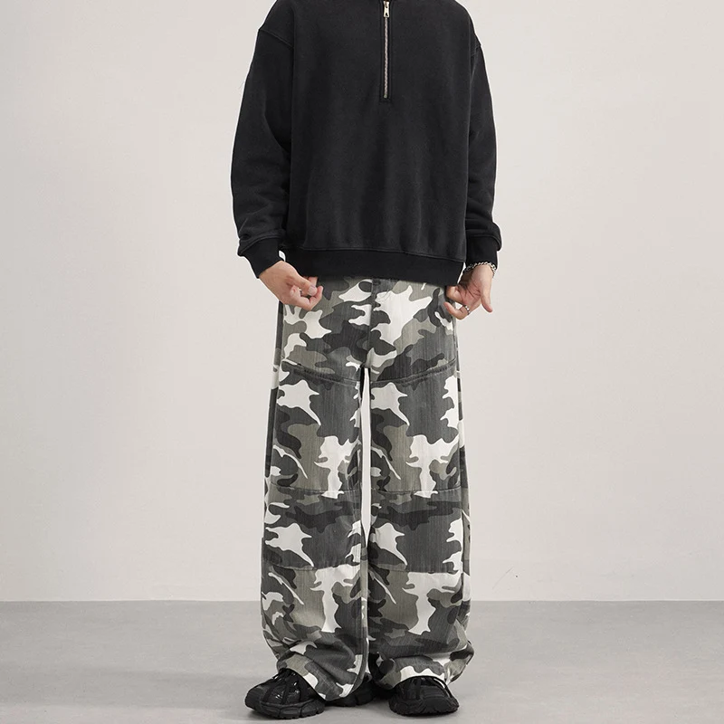 Herren Extraweite Cargohose im Palazzoschnitt mit Camouflage-Print Nord Taschen