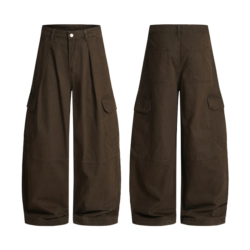 Herren Extraweite Canvas‑Cargohose mit hoher Bundlinie, Knieabnähern und aufgesetzten Pattentaschen Nord Taschen