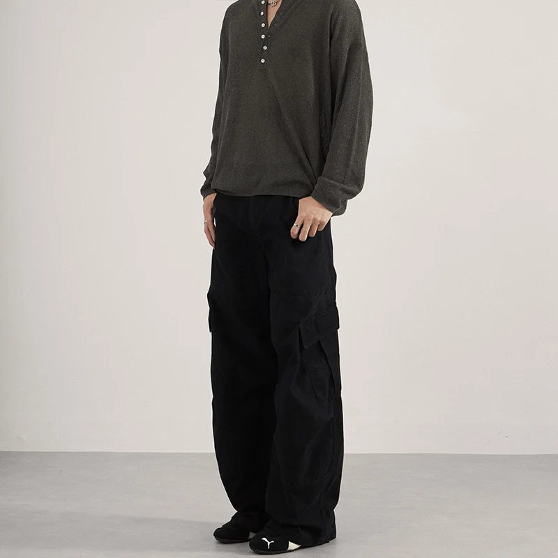 Herren Extraweite Canvas-Cargo-Palazzohose mit tiefem Schritt und großen Klappentaschen Nord Taschen