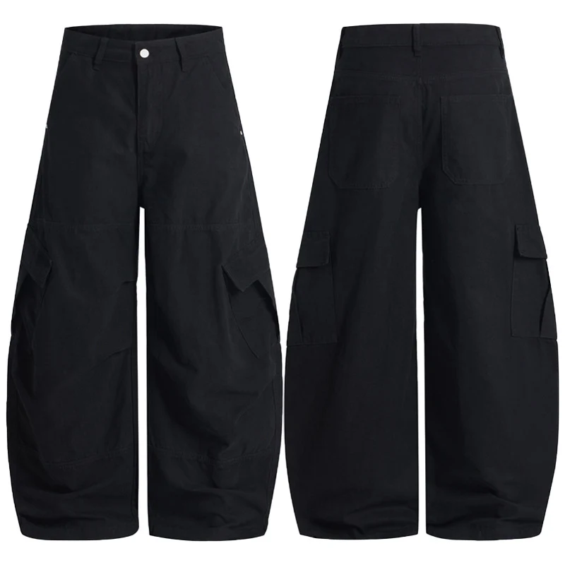 Herren Extraweite Canvas-Cargo-Palazzohose mit tiefem Schritt und großen Klappentaschen Nord Taschen