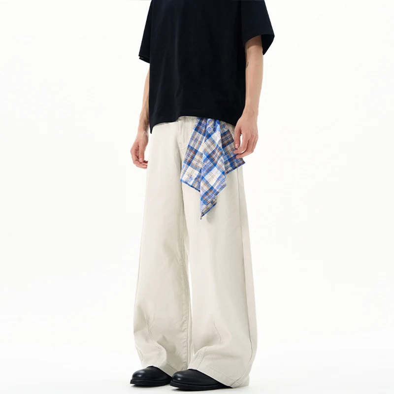 Herren Extraweite Baumwoll‑Twill‑Palazzohose mit markanten Saumnähten und skulpturaler Form Nord Taschen