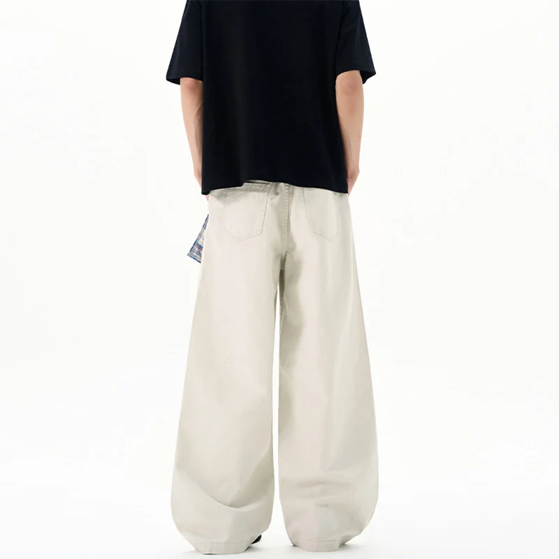 Herren Extraweite Baumwoll‑Twill‑Palazzohose mit markanten Saumnähten und skulpturaler Form Nord Taschen