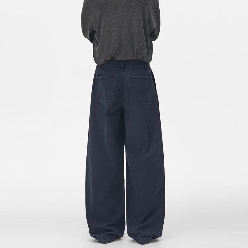 Herren Extraweite Baumwoll‑Twill Baggyhose mit tiefem Schritt und Karabineranhänger Nord Taschen