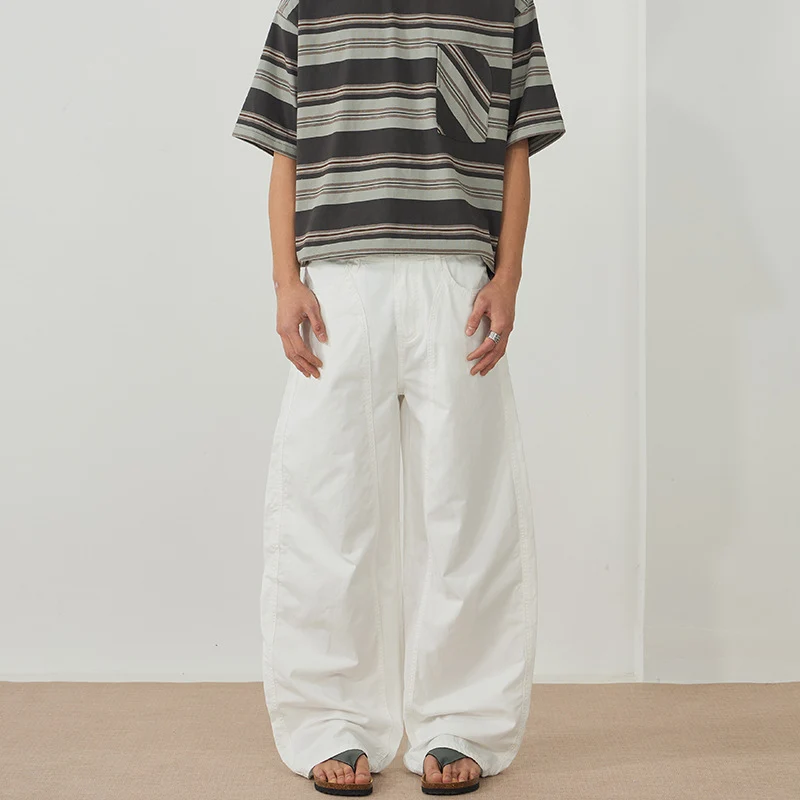 Herren Extraweite Baggy-Hose aus leichtem Baumwoll-Twill mit Tunnelzugsaum und Teilungsnähten Nord Taschen