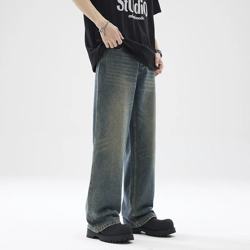 Herren Extraweit geschnittene Vintage-Denim-Jeans im bodenlangen Baggy-Schnitt Nord Taschen
