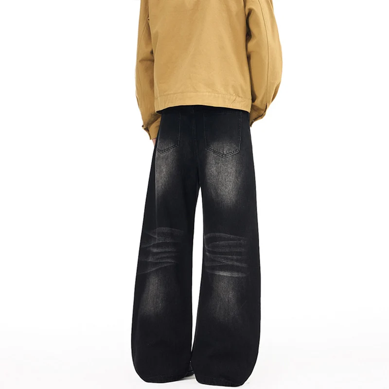 Herren Extrabreite Palazzo-Denim-Jeans mit tiefem Schritt und Used-Effekt Nord Taschen