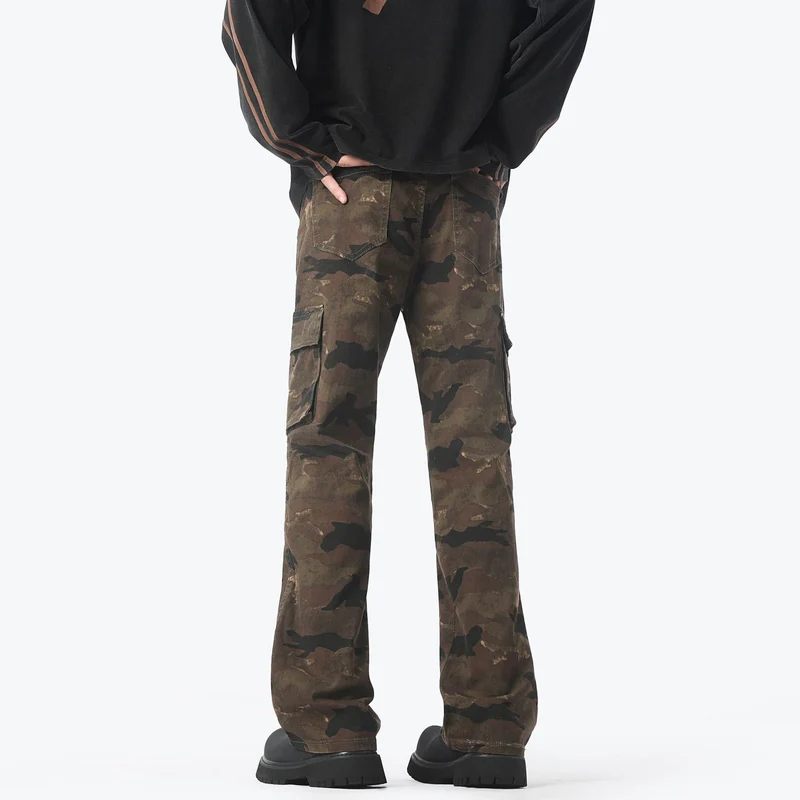 Herren Cargohose im weiten Marlene-Cut mit Camouflage‑Print und Kniepaneelen Nord Taschen