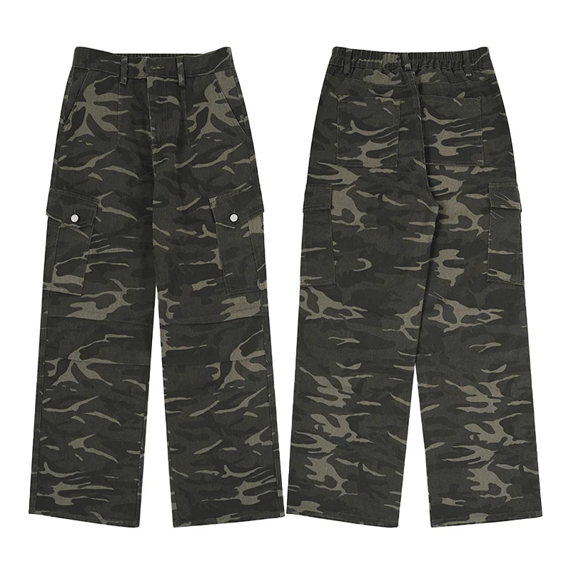 Herren Cargohose im weiten Baggy‑Cut mit Camouflage‑Print, Knieabnähern und Pattentaschen Nord Taschen