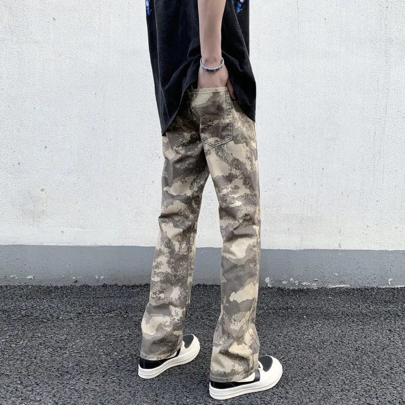 Herren Camouflage-Canvas-Cargohose im geraden Schnitt mit sichtbaren Nahtpaneelen Nord Taschen
