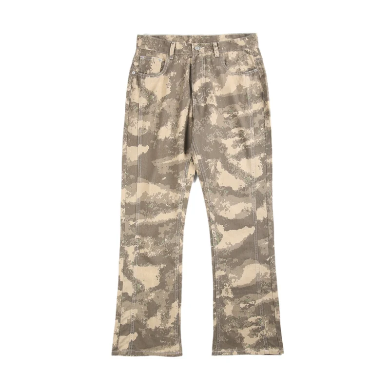 Herren Camouflage-Canvas-Cargohose im geraden Schnitt mit sichtbaren Nahtpaneelen Nord Taschen