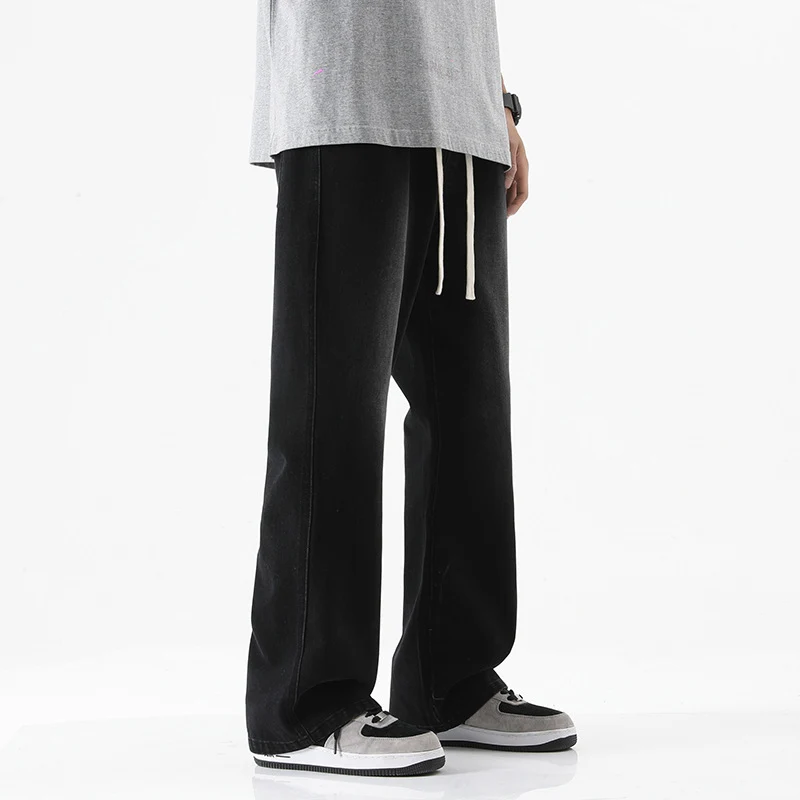 Herren Bodenlange Stonewashed Baggy-Jeans mit extra weitem Bein und tiefem Schritt Nord Taschen