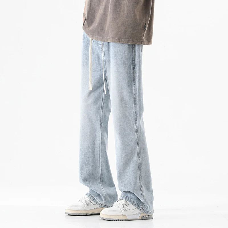 Herren Bodenlange Stonewashed Baggy-Jeans mit extra weitem Bein und tiefem Schritt Nord Taschen