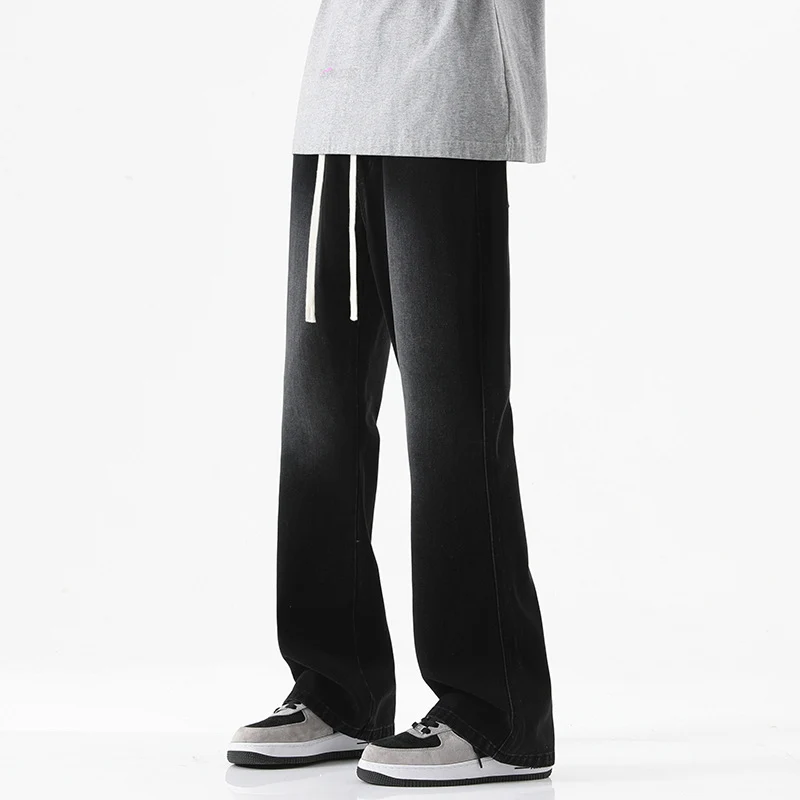 Herren Bodenlange Stonewashed Baggy-Jeans mit extra weitem Bein und tiefem Schritt Nord Taschen