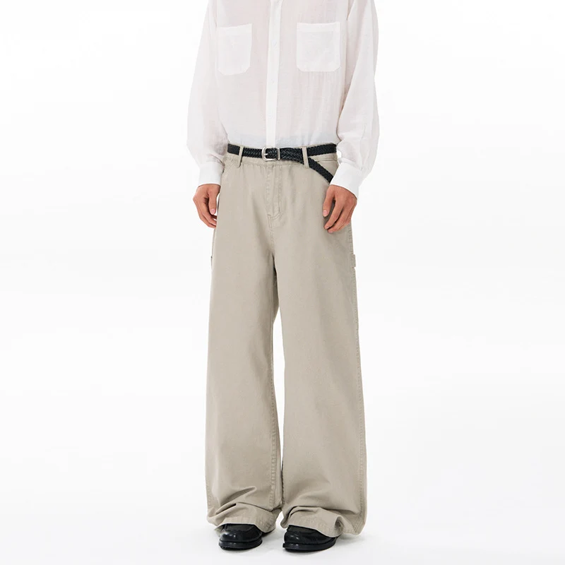 Herren Bodenlange Baggy-Twill-Hose mit tiefem Schritt, elastischem Bund und Utility-Seitentaschen Nord Taschen