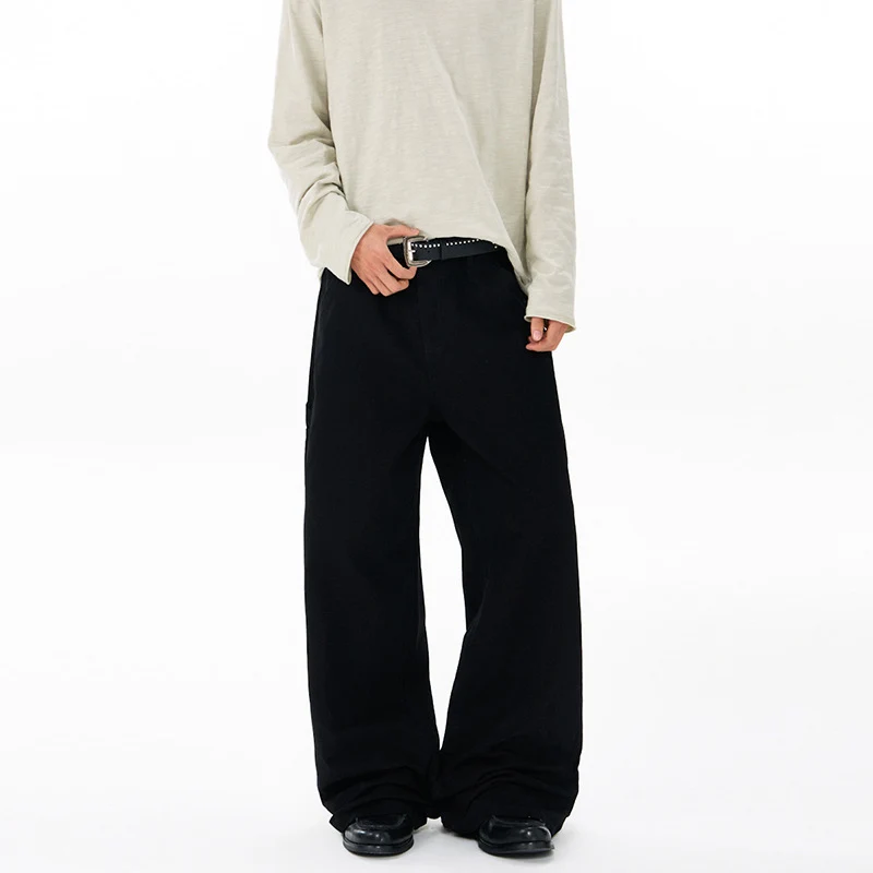 Herren Bodenlange Baggy-Twill-Hose mit tiefem Schritt, elastischem Bund und Utility-Seitentaschen Nord Taschen