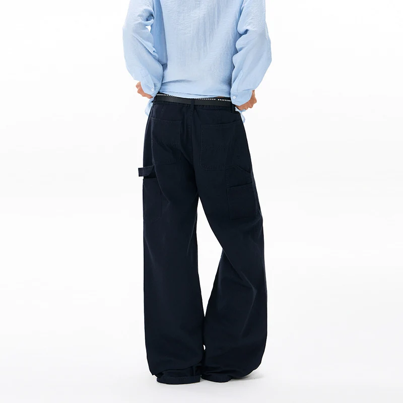 Herren Bodenlange Baggy-Twill-Hose mit tiefem Schritt, elastischem Bund und Utility-Seitentaschen Nord Taschen