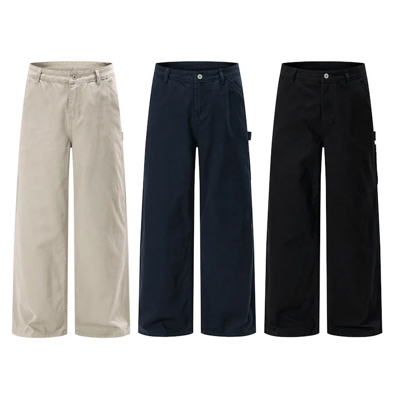 Herren Bodenlange Baggy-Twill-Hose mit tiefem Schritt, elastischem Bund und Utility-Seitentaschen Nord Taschen
