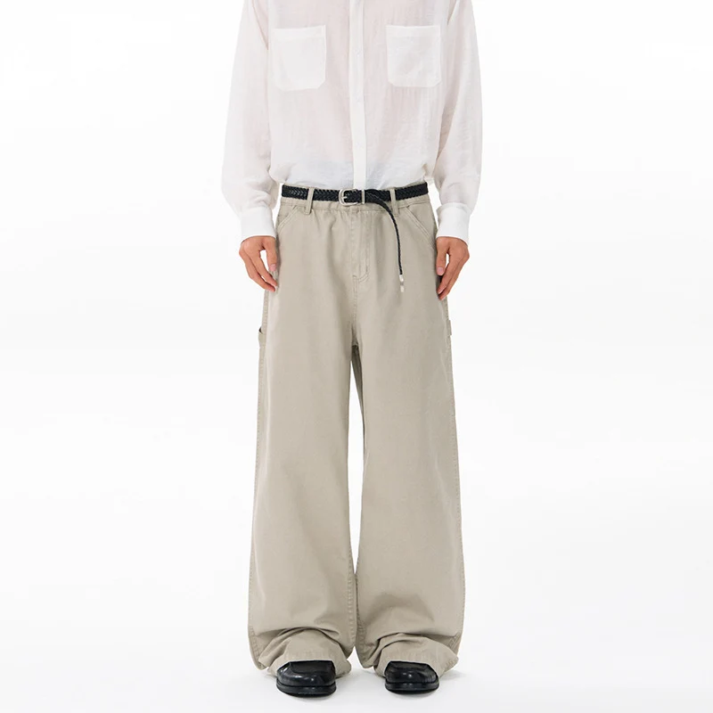 Herren Bodenlange Baggy-Twill-Hose mit tiefem Schritt, elastischem Bund und Utility-Seitentaschen Nord Taschen