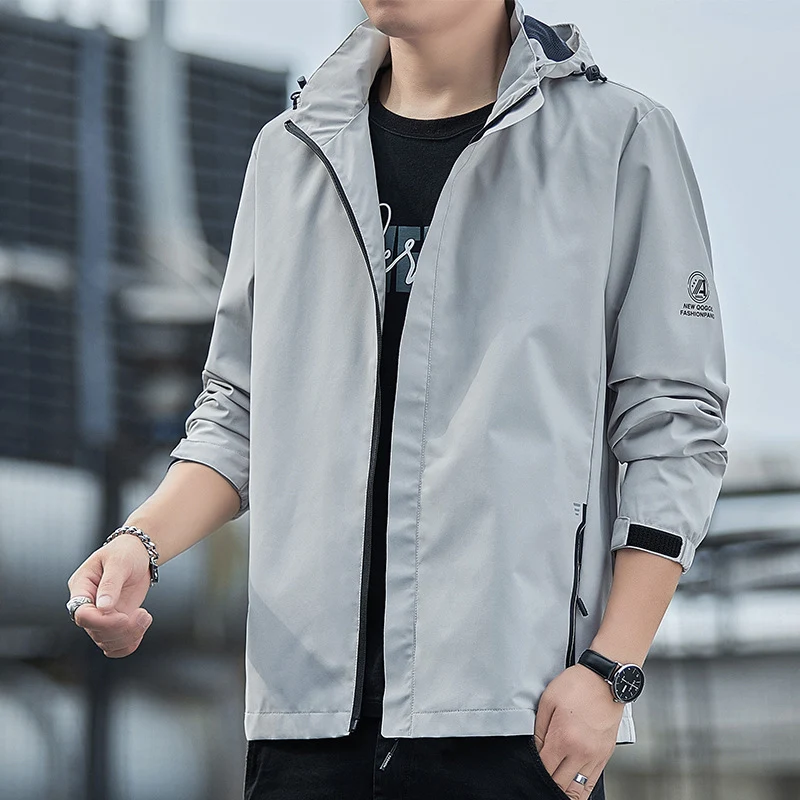 Herren Leichte Regenjacke mit verstellbarer Kapuze Nord Taschen