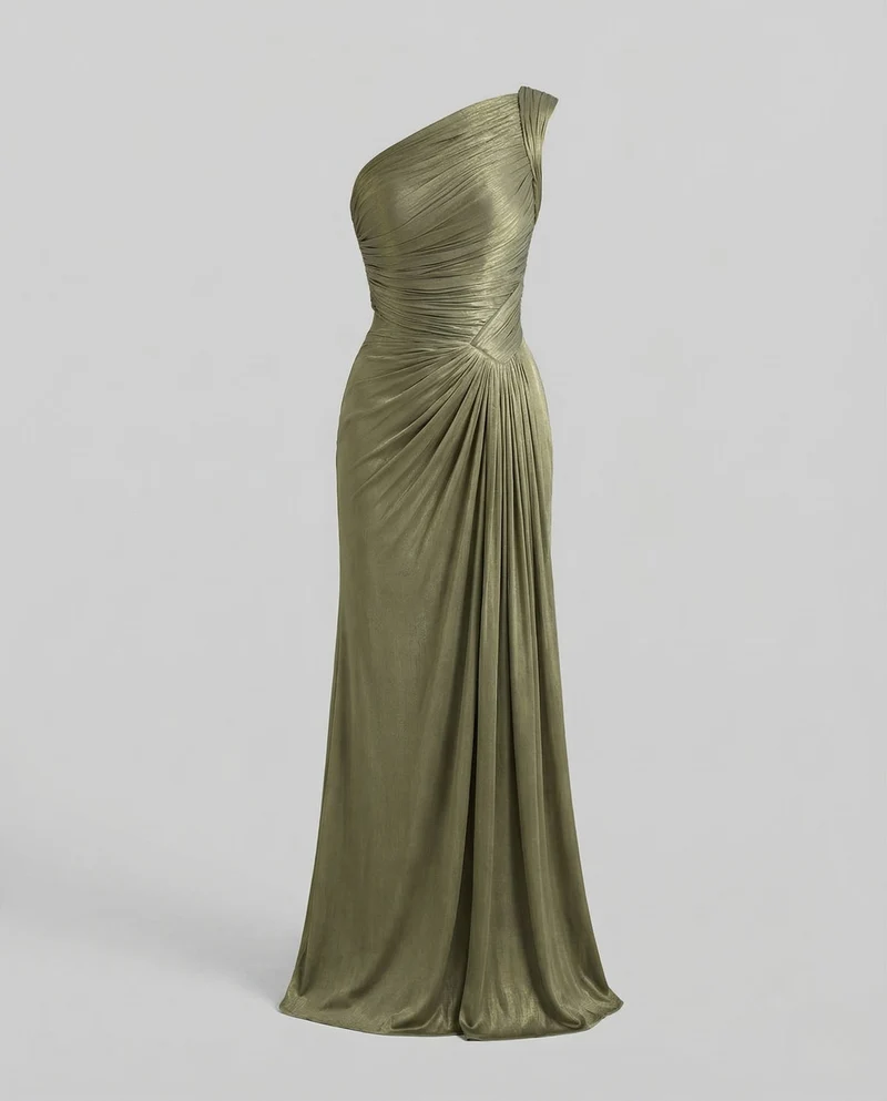 Damen Abendkleid Figurbetont Drapiert Plissee