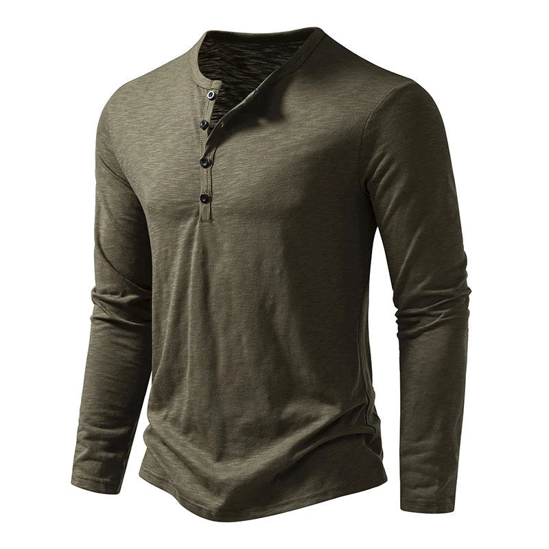 Herren Langarmshirt mit knopflosem V-Ausschnitt und atmungsaktivem Stoff