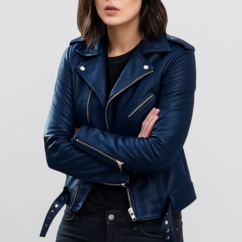 Slim Fit Biker Lederjacke für Damen