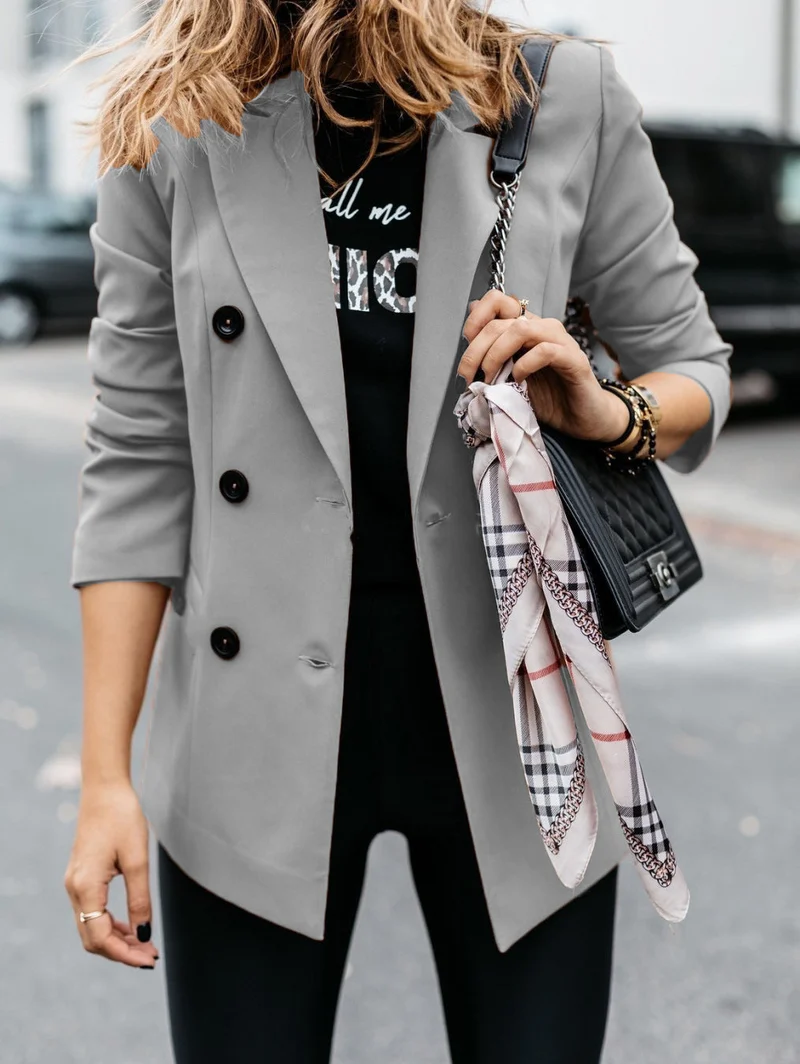Damen eleganter taillierter Blazer mit doppelter Knopfleiste