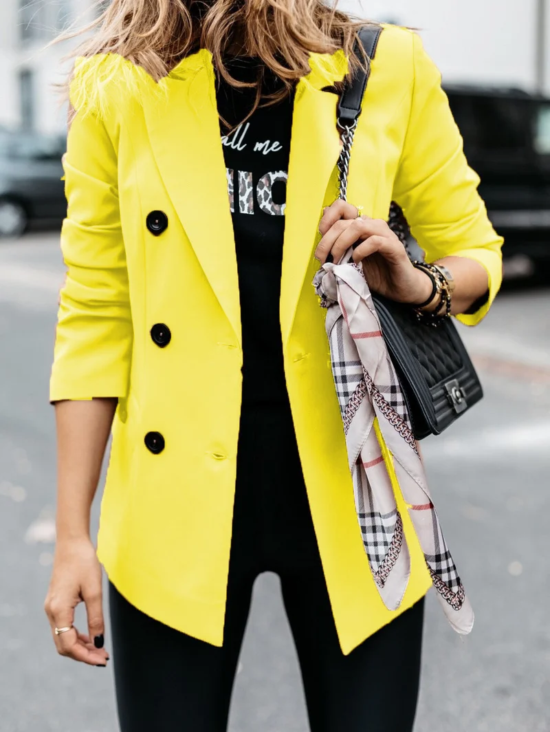 Damen eleganter taillierter Blazer mit doppelter Knopfleiste