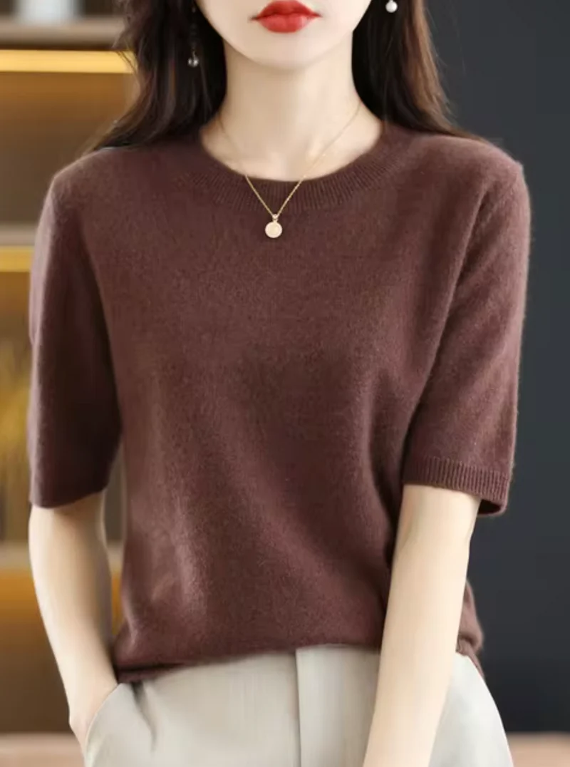 Kurzärmliger Wollpullover