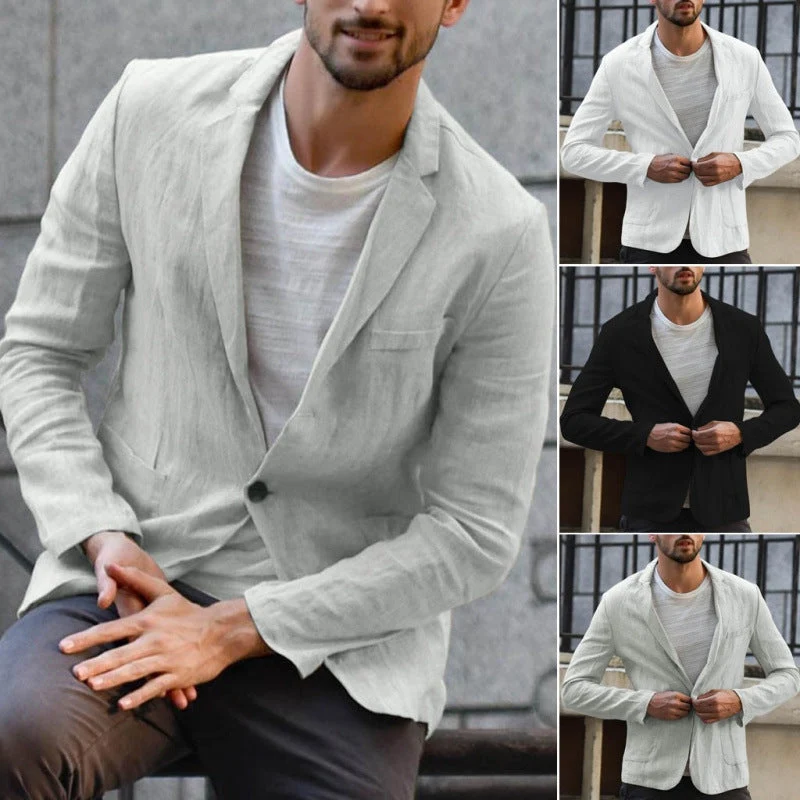 Herren eleganter Leinen-Blazer mit modernem Schnitt und Taschen