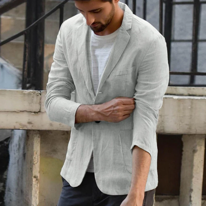 Herren eleganter Leinen-Blazer mit modernem Schnitt und Taschen