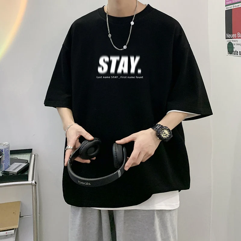 Herren Oversized T-Shirt mit modernem Schriftzug Nord Taschen