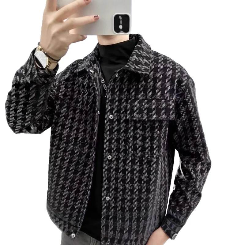 Herren Modische Houndstooth-Jacke Nord Taschen