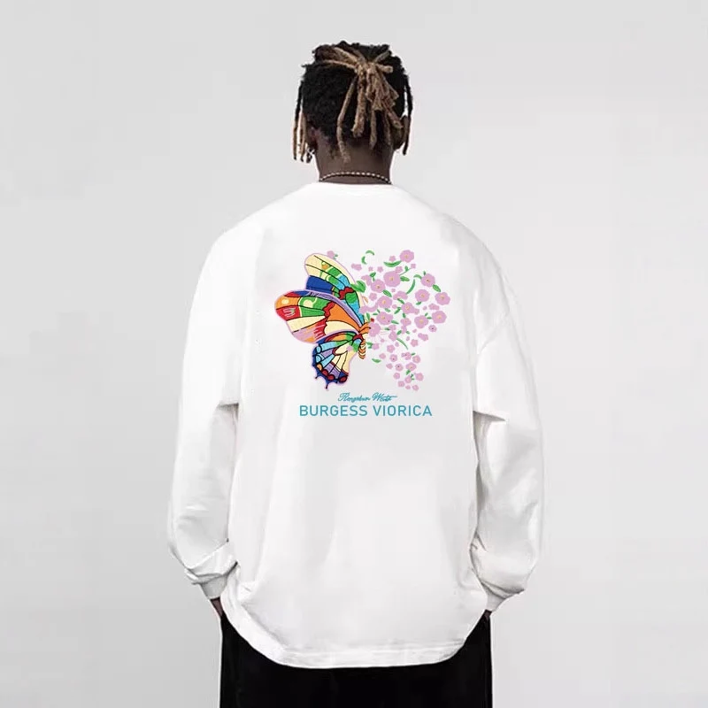 Herren Lässiger Oversized Sweatshirt mit buntem Schmetterlingsdruck Nord Taschen