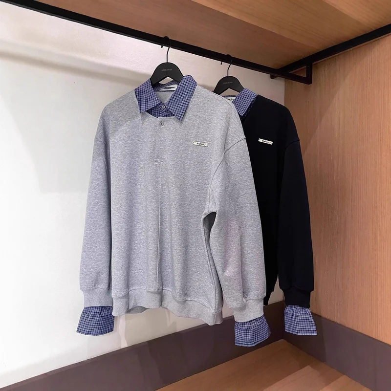Herren Lässiger Oversized Pullover mit Kragen Nord Taschen