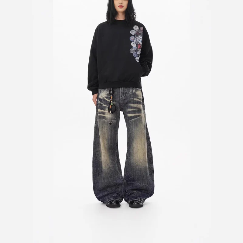 Herren Lässige Ultra-Baggy Jeans Nord Taschen