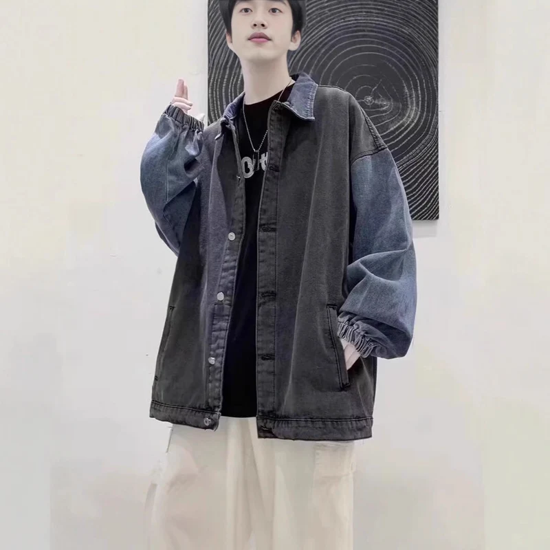 Herren Lässige Oversized Jeansjacke Nord Taschen
