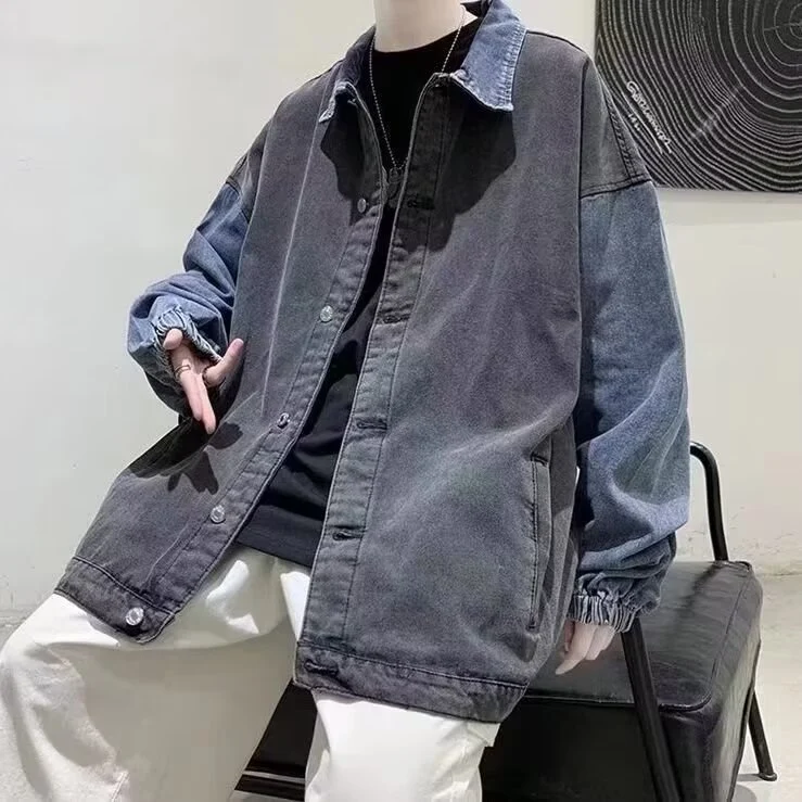 Herren Lässige Oversized Jeansjacke Nord Taschen