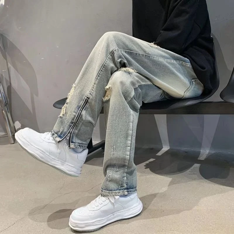 Herren Lässige Destroyed Jeans Nord Taschen