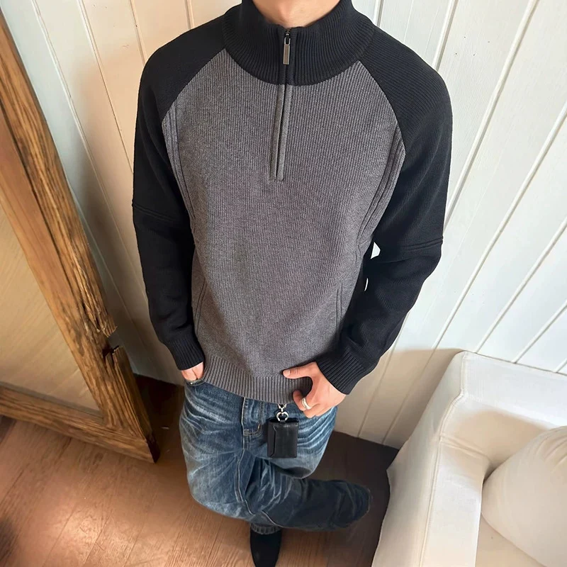 Herren Halbzip-Pullover mit Strickmuster Nord Taschen