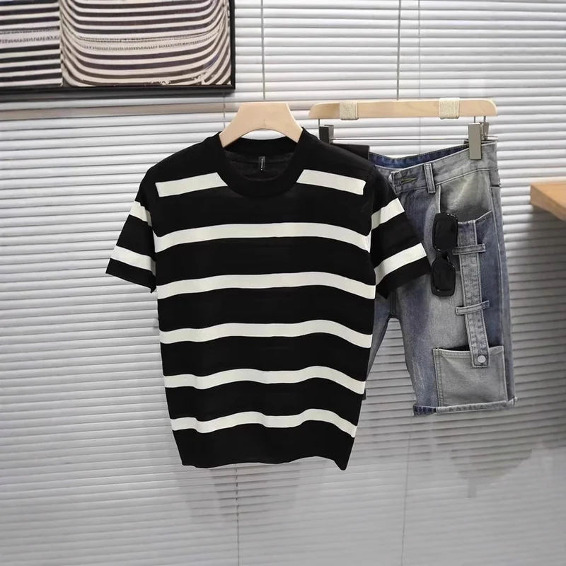 Herren Gestreiftes Kurzarm-Shirt Nord Taschen