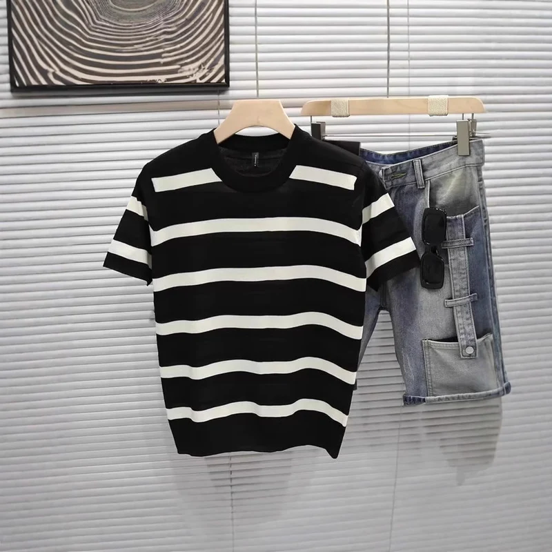 Herren Gestreiftes Kurzarm-Shirt Nord Taschen