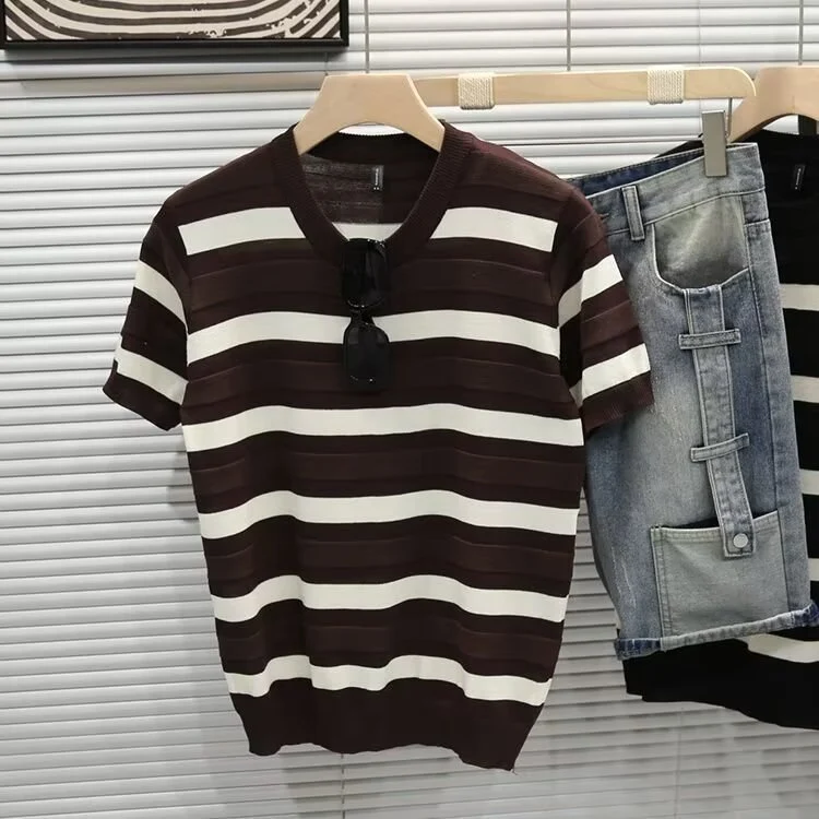 Herren Gestreiftes Kurzarm-Shirt Nord Taschen