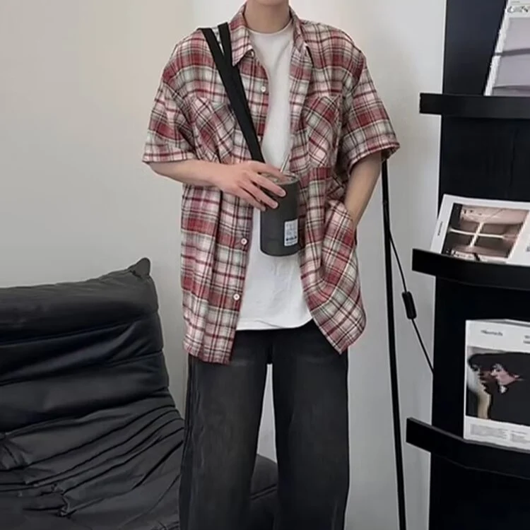 Herren Elegante und lässige Kurzarm-Hemdjacke Nord Taschen