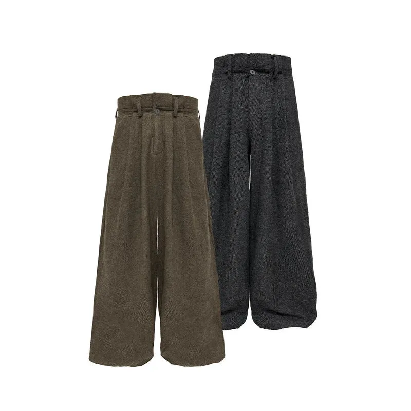 Damen Weitgeschnittene Wollhose Nord Taschen